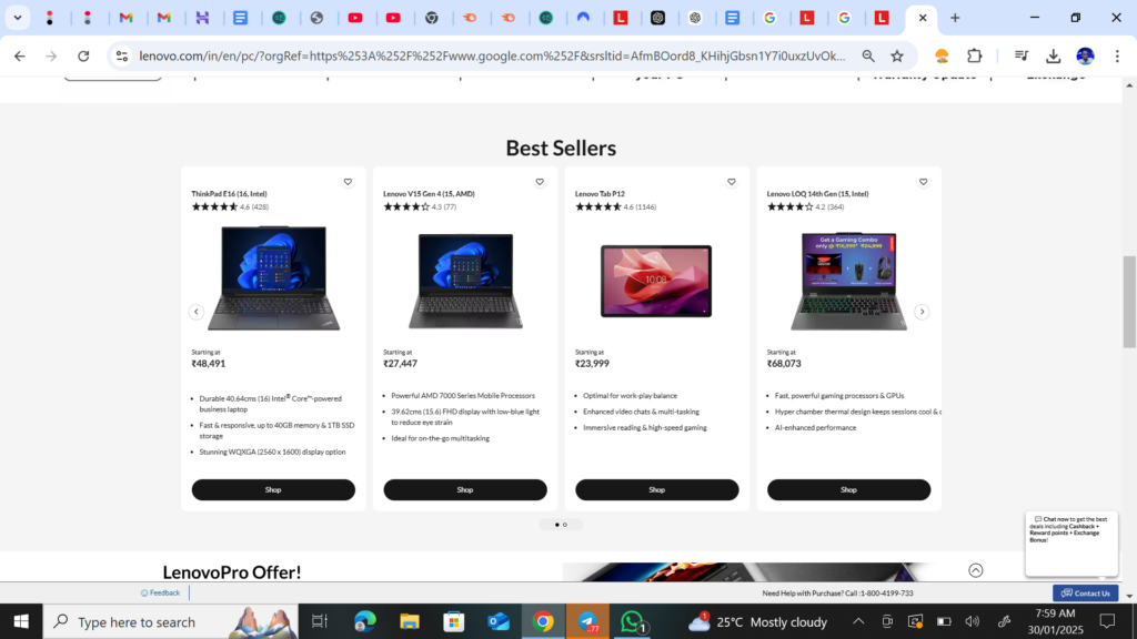 PRICE & VALUE FOR MONEY LENOVO INDIA